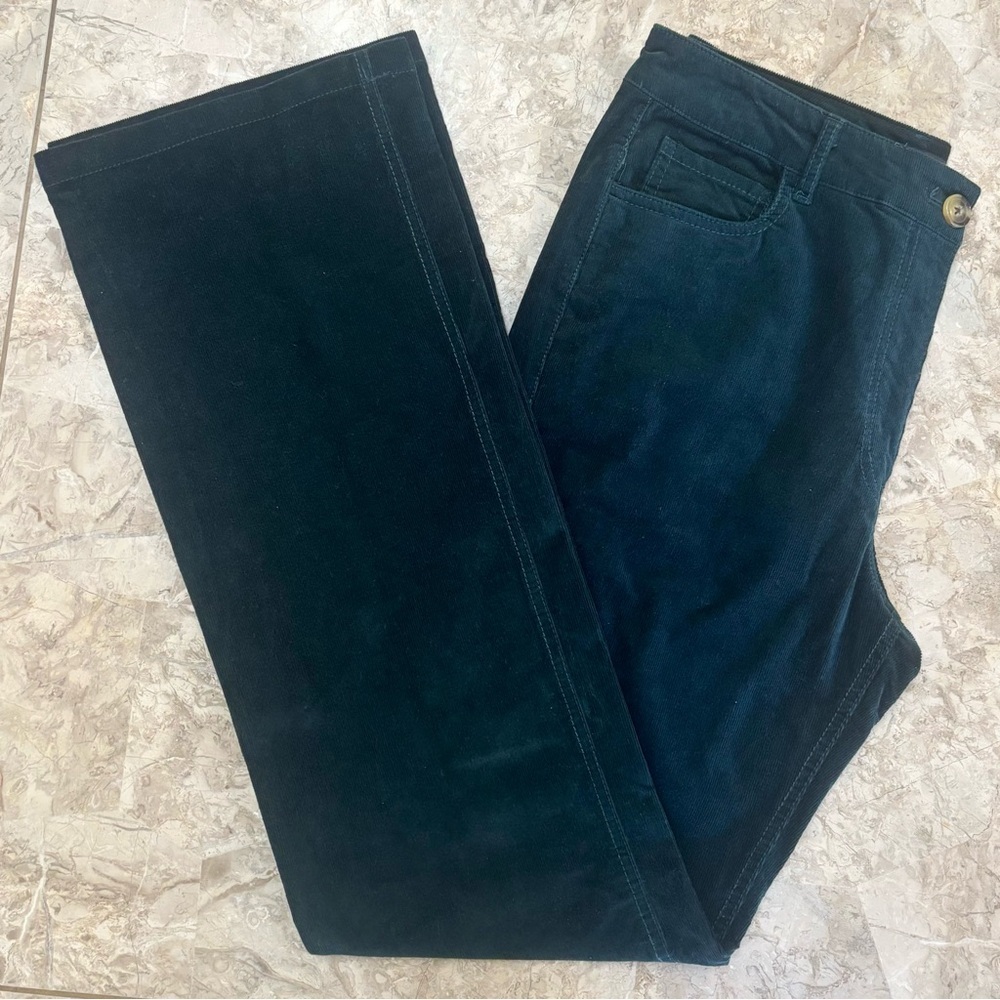 MNG by Mango Deep Emerald Green Corduroy Pants Size 10 Flare/Boot Leg
